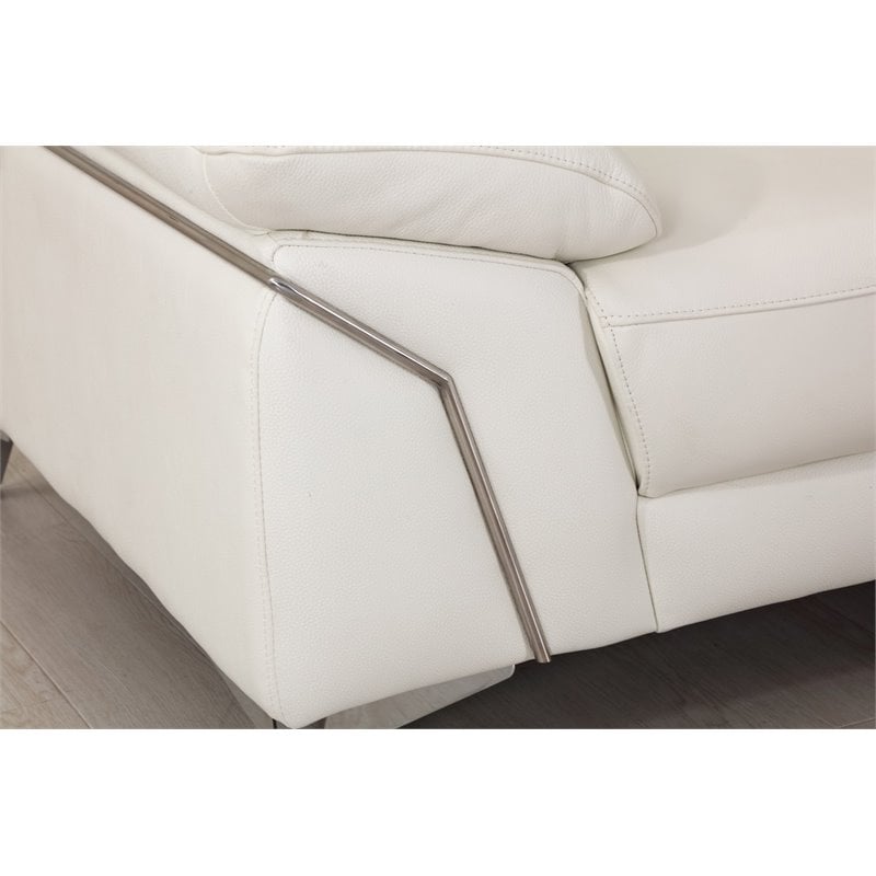 Titan Furnishings Modern Genuine Italian Leather Loveseat in White