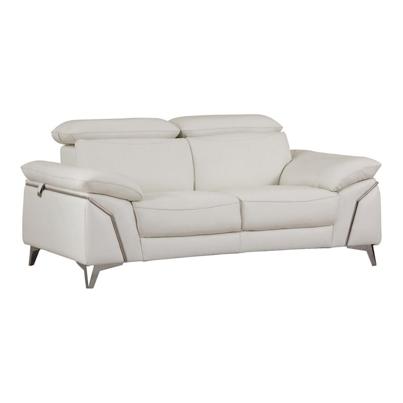 Titan Furnishings Modern Genuine Italian Leather Loveseat in White