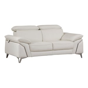 Titan Furnishings Modern Genuine Italian Leather Loveseat in White