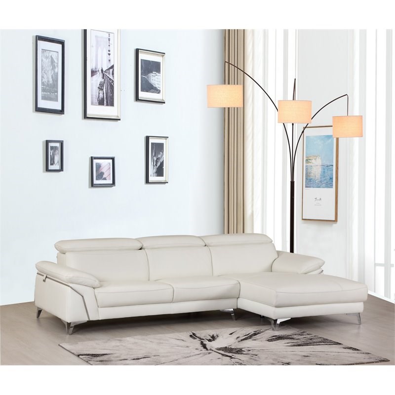 Titan Furnishings Modern Genuine Italian Leather Sectional in White