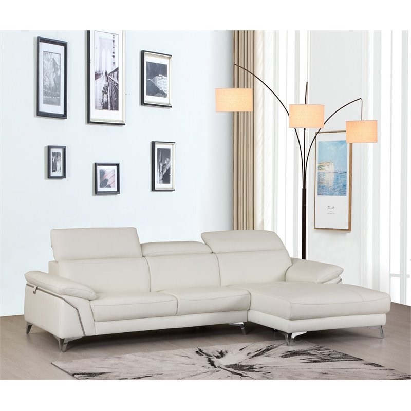 Titan Furnishings Modern Genuine Italian Leather Sectional in White