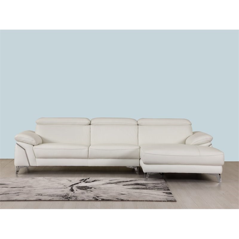 Titan Furnishings Modern Genuine Italian Leather Sectional in White