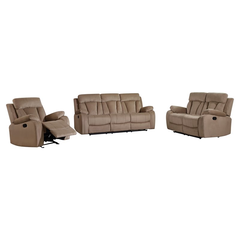Titan Furnishings Transitional Microfiber Fabric Sofa Set in Beige