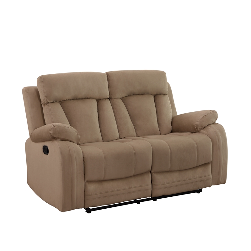 Titan Furnishings Transitional Microfiber Fabric Sofa and Loveseat in Beige
