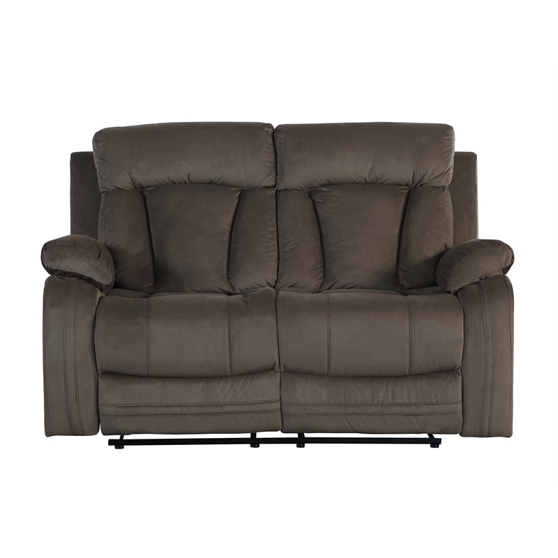 Titan Furnishings Transitional Microfiber Fabric Sofa and Loveseat in Brown