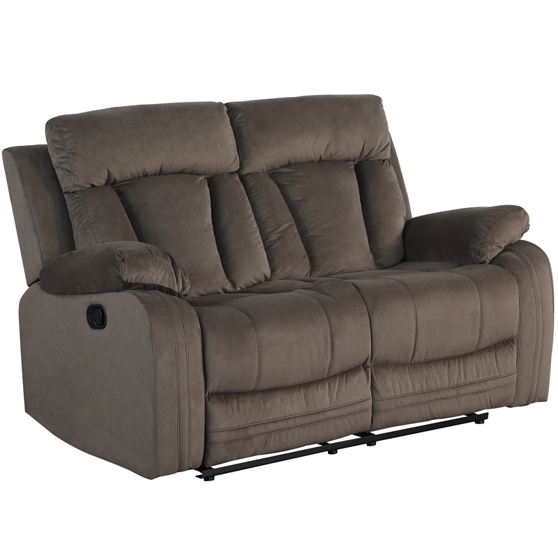 Titan Furnishings Transitional Microfiber Fabric Sofa and Loveseat in Brown