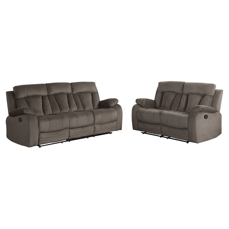 Titan Furnishings Transitional Microfiber Fabric Sofa and Loveseat in Brown