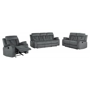 Titan Furnishings Transitional Microfiber Fabric Sofa Set in Gray