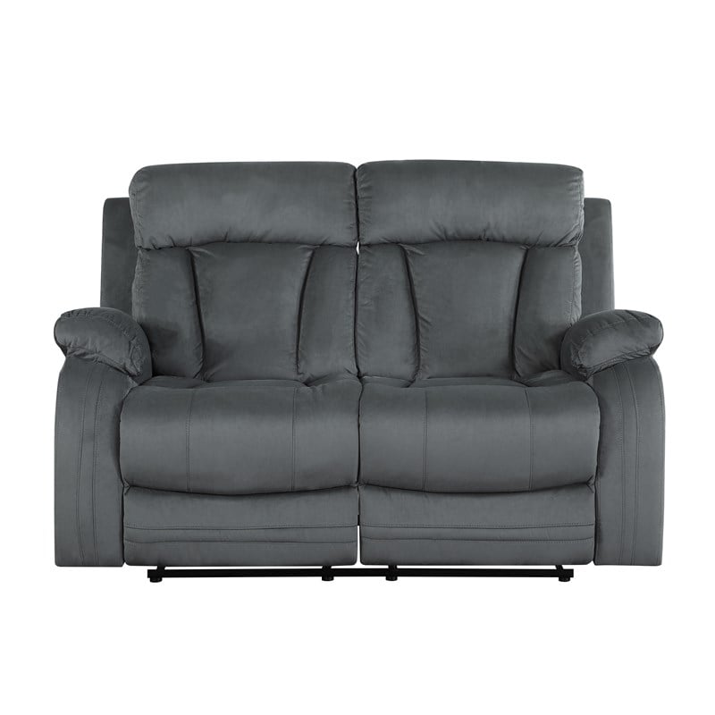 Titan Furnishings Transitional Microfiber Fabric Sofa and Loveseat in Gray