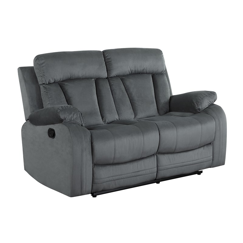 Titan Furnishings Transitional Microfiber Fabric Sofa and Loveseat in Gray