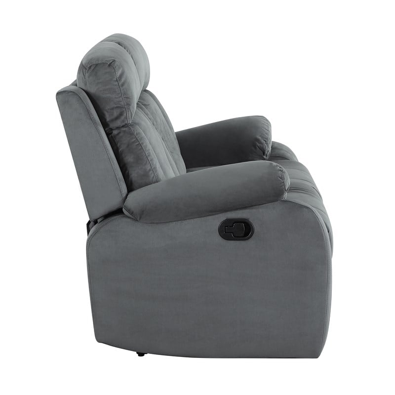 Titan Furnishings Transitional Microfiber Fabric Sofa and Loveseat in Gray