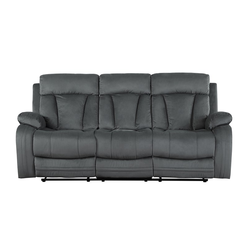 Titan Furnishings Transitional Microfiber Fabric Sofa and Loveseat in Gray