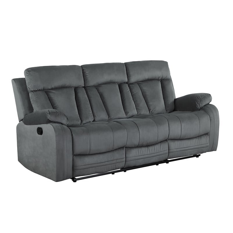 Titan Furnishings Transitional Microfiber Fabric Sofa and Loveseat in Gray
