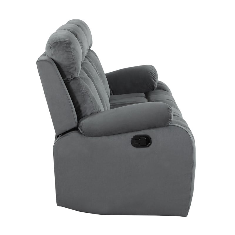 Titan Furnishings Transitional Microfiber Fabric Sofa and Loveseat in Gray