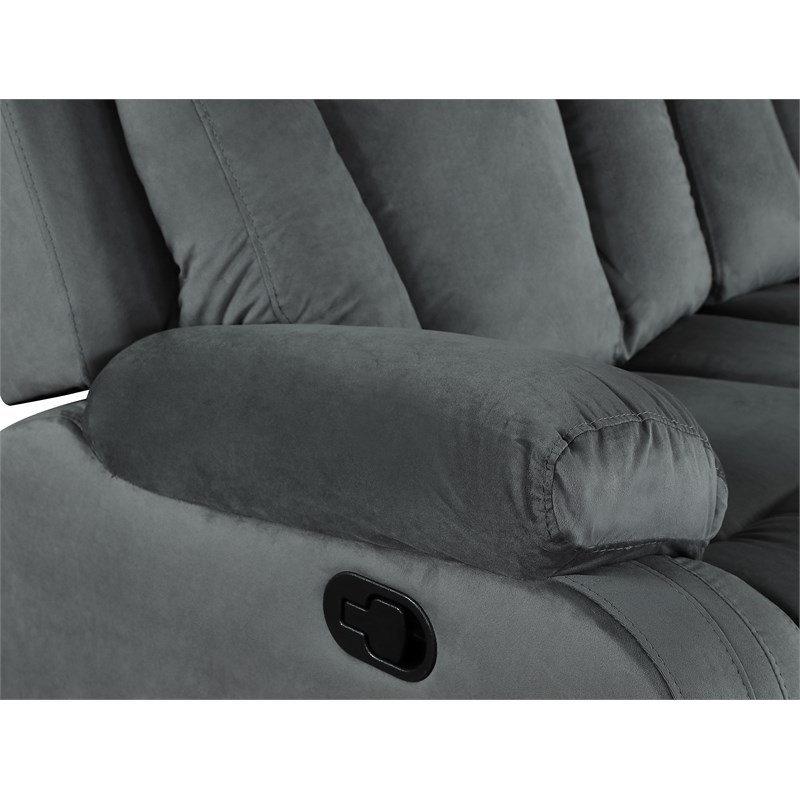 Titan Furnishings Transitional Microfiber Fabric Sofa and Loveseat in Gray