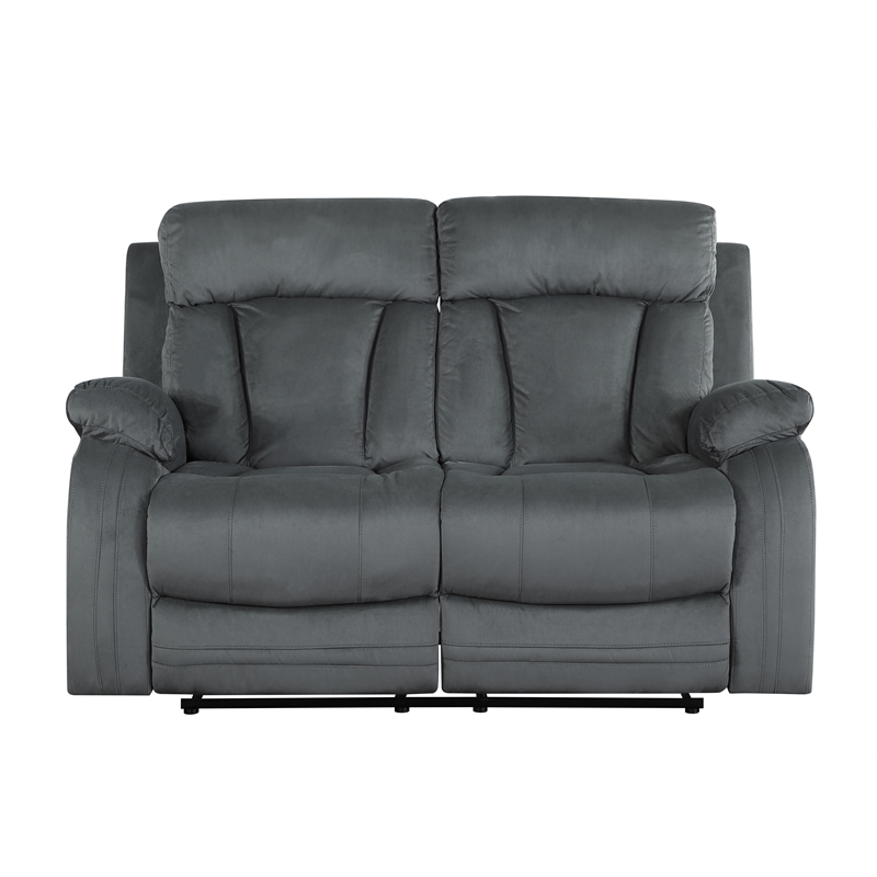 Titan Furnishings Transitional Microfiber Fabric Loveseat in Gray