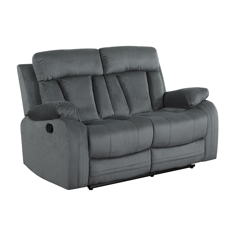 Titan Furnishings Transitional Microfiber Fabric Loveseat in Gray