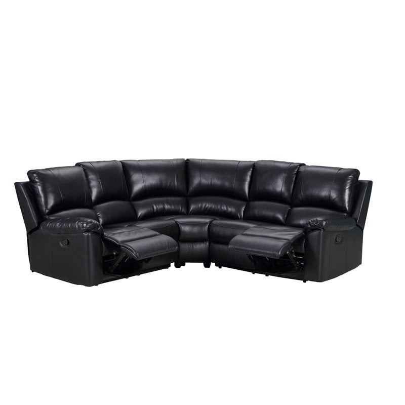 Titan Furnishings Transitional Faux Leather Power Reclining Sectional in Black