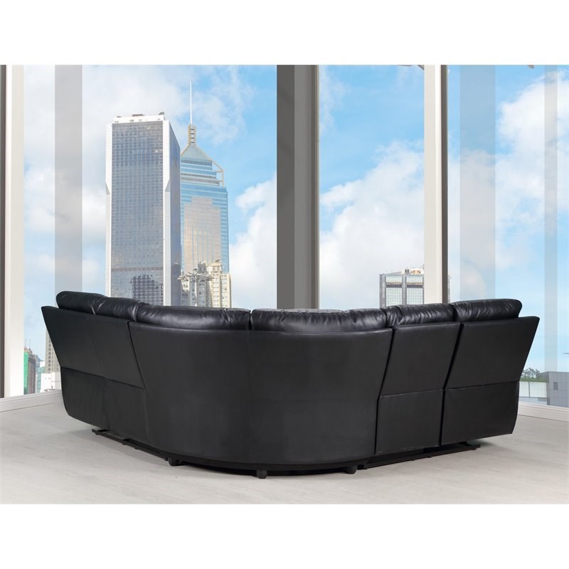 Titan Furnishings Transitional Faux Leather Sectional in Black