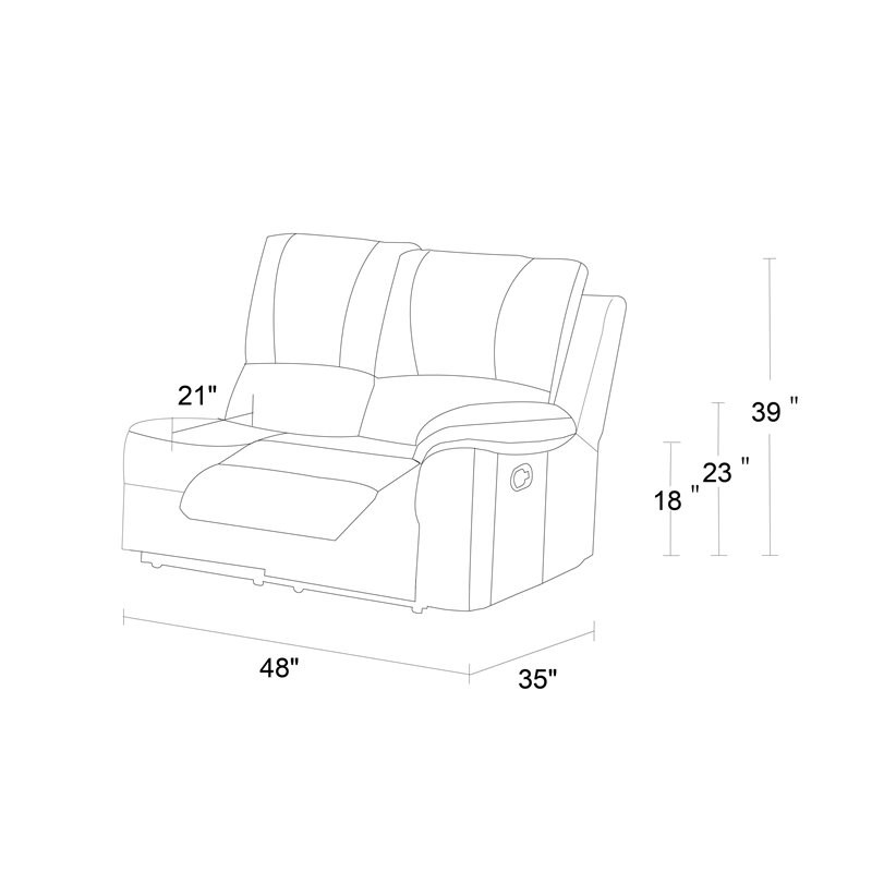 Titan Furnishings Transitional Faux Leather Sectional in Black