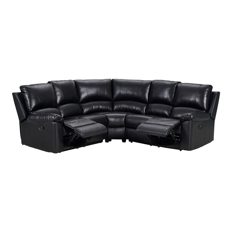 Titan Furnishings Transitional Faux Leather Sectional in Black