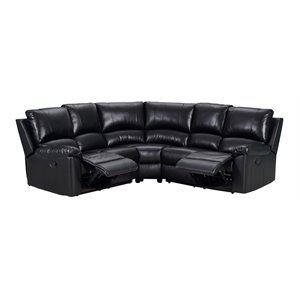 titan furnishings transitional faux leather sectional in black