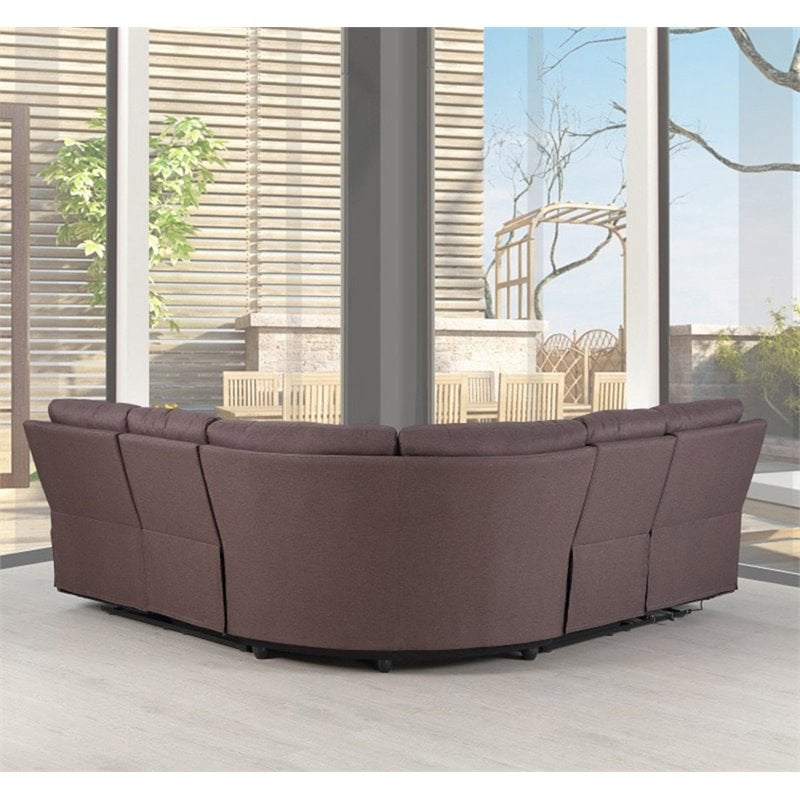 Titan Furnishings Transitional Chanille Fabric Sectional in Brown