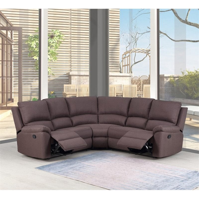 Titan Furnishings Transitional Chanille Fabric Sectional in Brown