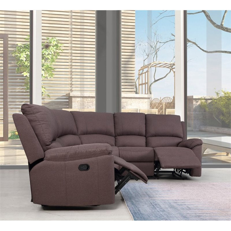 Titan Furnishings Transitional Chanille Fabric Sectional in Brown