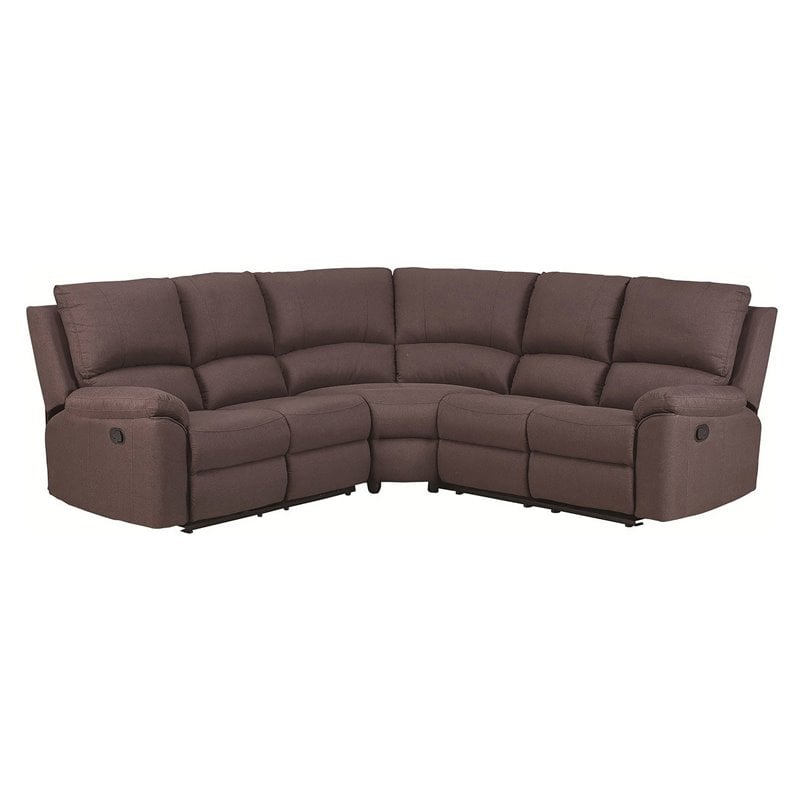 Titan Furnishings Transitional Chanille Fabric Sectional in Brown