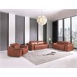 Titan Furnishings Genuine Leather Power Reclining Sofa Set in Camel Brown