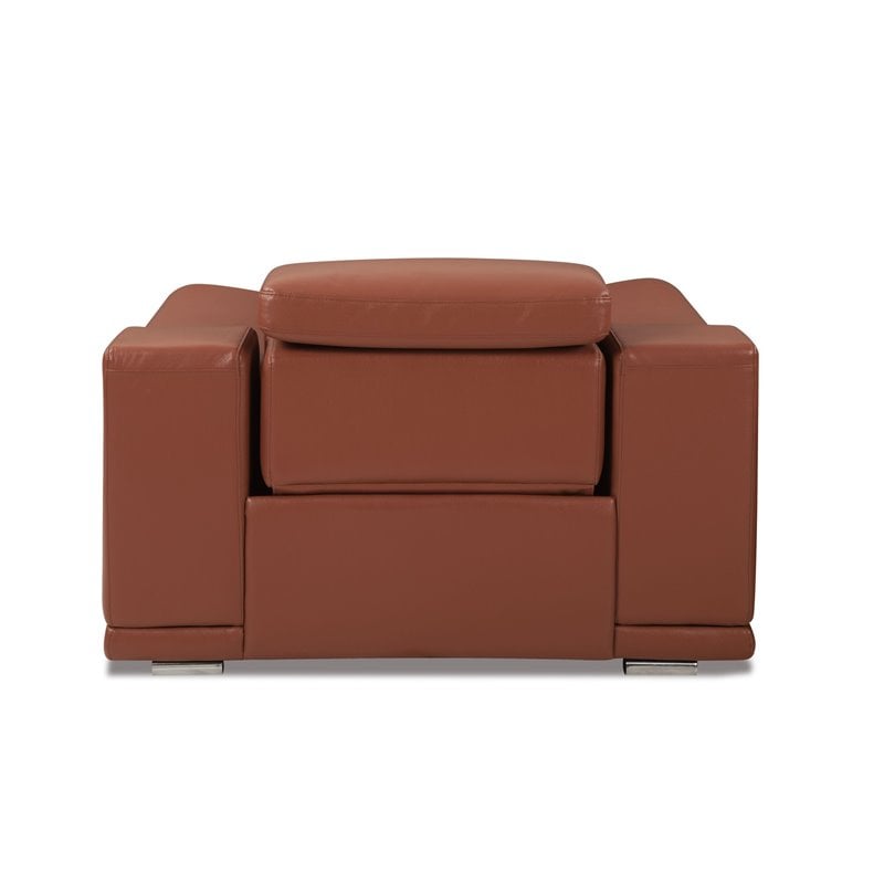 Titan Furnishings Genuine Leather Power Reclining Sofa Set in Camel Brown