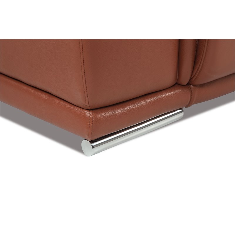 Titan Furnishings Genuine Leather Power Reclining Sofa Set in Camel Brown