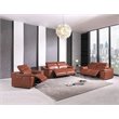 Titan Furnishings Genuine Leather Power Reclining Sofa Set in Camel Brown