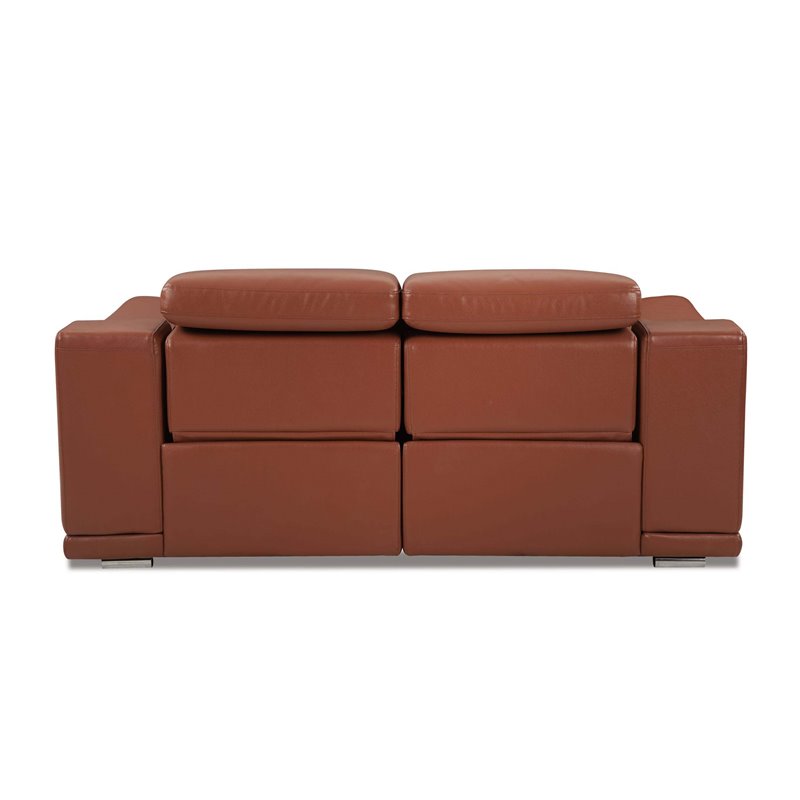 Titan Furnishings Genuine Leather Power Reclining Sofa Set in Camel Brown