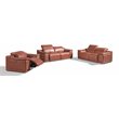 Titan Furnishings Genuine Leather Power Reclining Sofa Set in Camel Brown