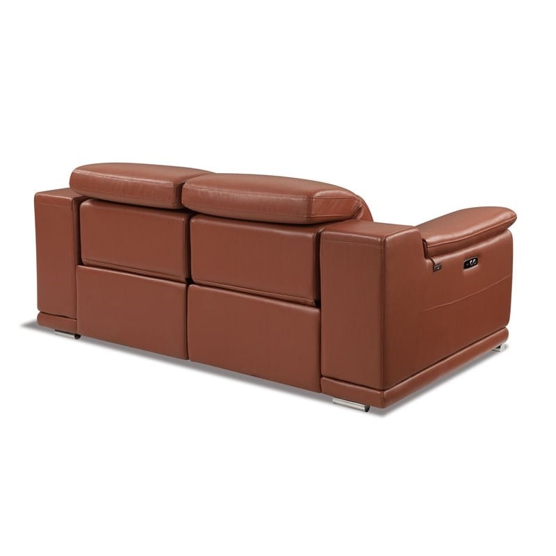 Titan Furnishings Genuine Leather Power Reclining Sofa & Loveseat in Camel Brown