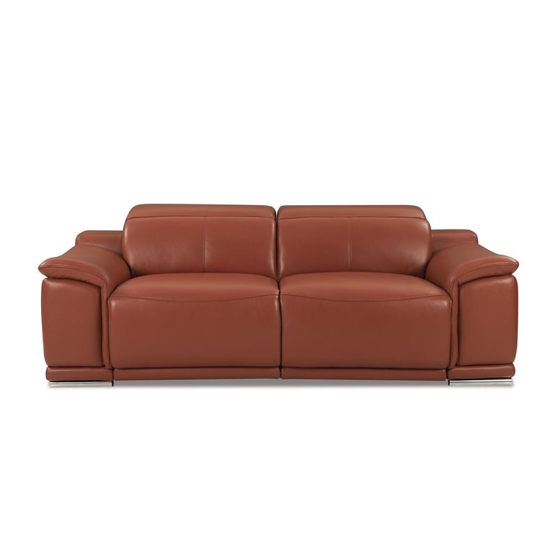 Titan Furnishings Genuine Leather Power Reclining Sofa & Loveseat in Camel Brown
