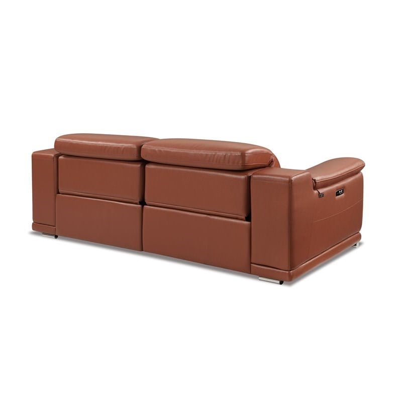 Titan Furnishings Genuine Leather Power Reclining Sofa & Loveseat in Camel Brown