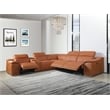 Titan Furnishings 6-Piece 1 Console 3-Power Reclining Leather Sectional in Brown