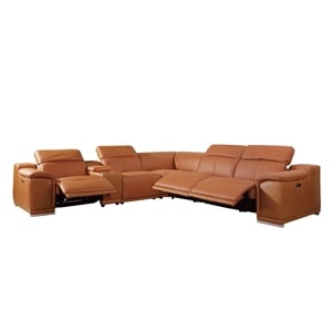 titan furnishings 6-piece 1 console 3-power reclining leather sectional