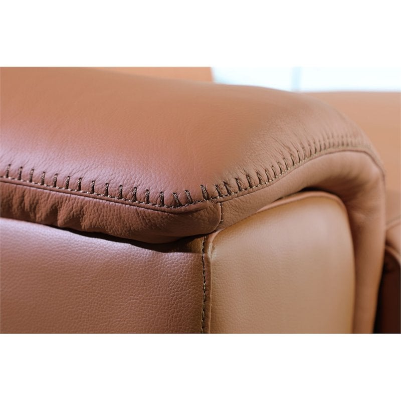 Titan Furnishings 7-Piece 1 Console 3-Power Reclining Leather Sectional in Brown