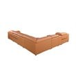Titan Furnishings 7-Piece 1 Console 3-Power Reclining Leather Sectional in Brown