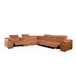Titan Furnishings 7-Piece 1 Console 3-Power Reclining Leather Sectional in Brown