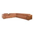Titan Furnishings 7-Piece 1 Console 3-Power Reclining Leather Sectional in Brown