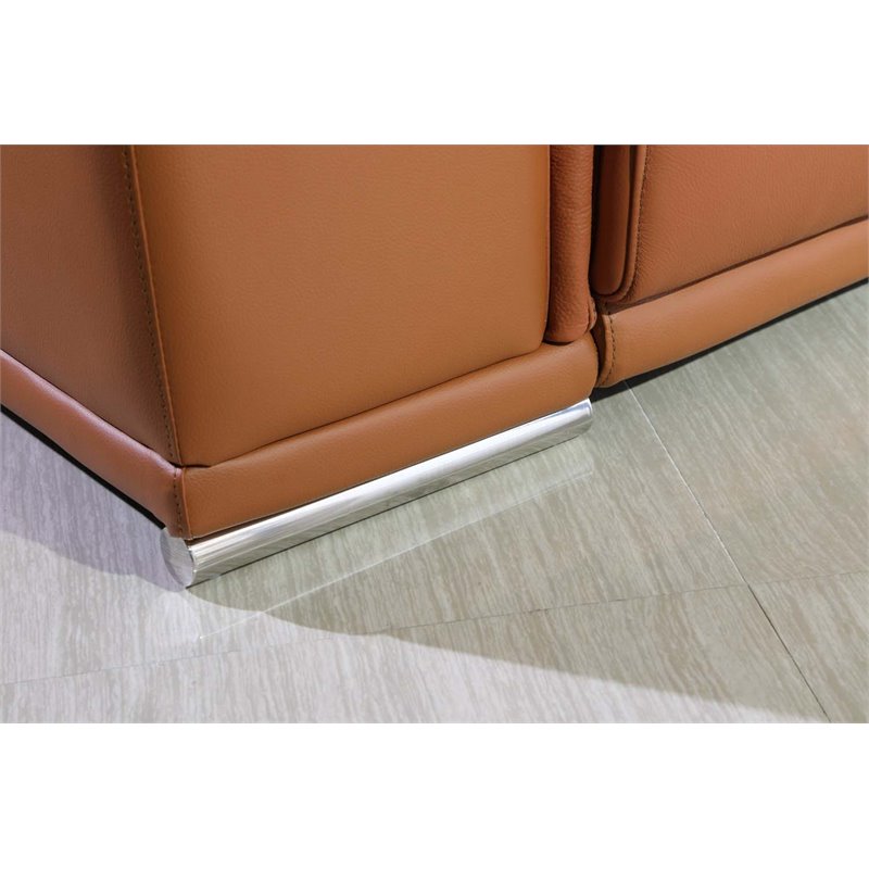 Titan Furnishings 7-Piece 1 Console 4-Power Reclining Leather Sectional in Brown