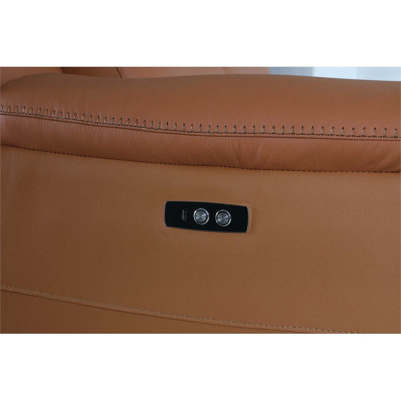 Titan Furnishings 7-Piece 1 Console 4-Power Reclining Leather Sectional in Brown