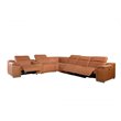 Titan Furnishings 7-Piece 1 Console 4-Power Reclining Leather Sectional in Brown