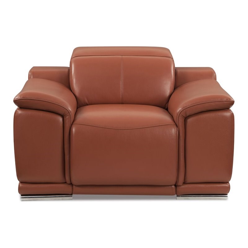 Titan Furnishings Genuine Italian Leather Power Reclining Chair in Camel Brown