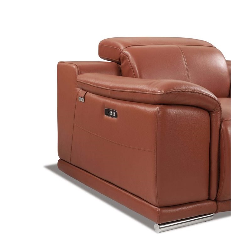 Titan Furnishings Genuine Italian Leather Power Reclining Chair in Camel Brown